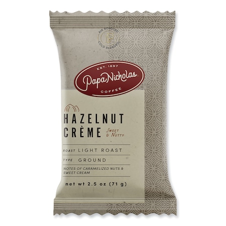 Papanicholas Coffee Coffee, Hazelnut Creme, 2.5 oz., PK18, Hazelnut, Fraction Pack, Regular, 2.5 oz, 18 PK 25187
